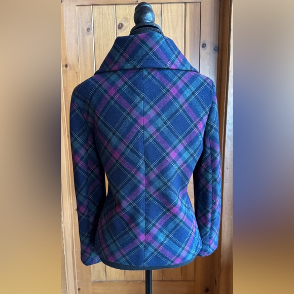 Talbots Plaid Wool Blend Lined Pea Coat Jacket (12P) - Picture 6 of 17